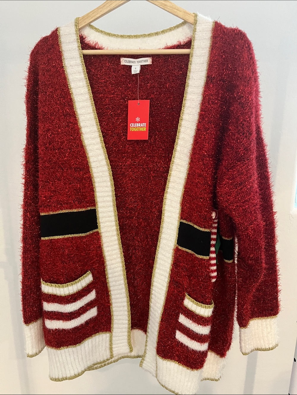 Christmas Santa Belt Glitter Red Sweater